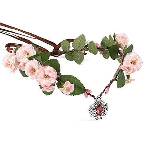 MOSTORY Handmade Pink Floral Crown Headband Cover