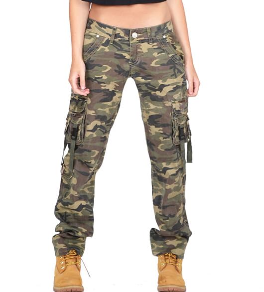 Women Camo Pants Low Rise Baggy Cargo Jeans Wide Leg Denim Army Camouflage Pants with Pocket Y2K Streetwear S-4XL