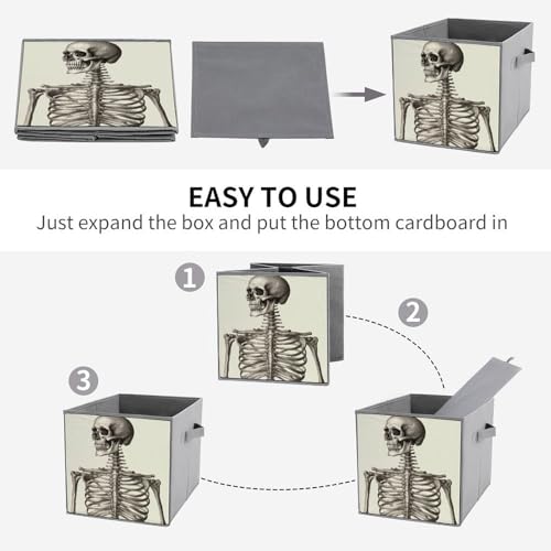 Cubes de rangement pliables imprimés squelette pour optimiser le tri des vêtements - 5