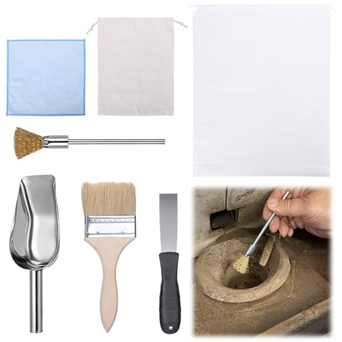 XANGNIER Pellet Stove Cleaning Kit,Pellets Stove Brush Cleaner Accessories Tools-Including Professional Steel Wire Brush,Stainless Steel Shovel,Storage Bag,Cleaning Stove Pellet Indoor