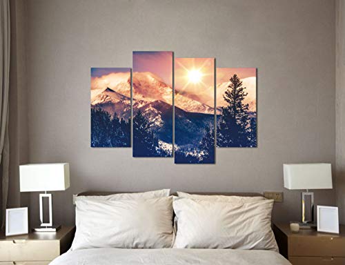 Vvovv Wall Decor - Sunrise Art Canvas Painting Colorado Mountains Pictures Wall Art Rocky Mountain Landscape Photographs Home Decor For Living Room #TOP3
