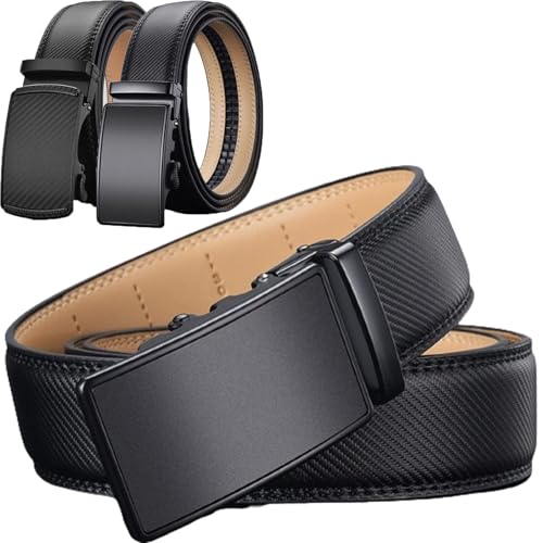 Joyeloo Ratchet Belt, Joyeloo Micro-Adjust Leather Ratchet Belt, Leather Belt for Men Adjustable Ratchet Belt with Automatic Buckle for Dress Pants Trim to Fit-Style B||47in