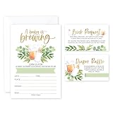 Hadley Designs Baby Shower Invitations for Girl -15 Baby Shower Invites for Boy with Diaper Raffle & Book Request Cards, Gender Reveal Invitations Gender Neutral, A Baby is Brewing