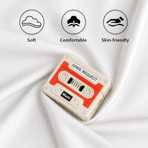 Image of Emoh Roced Case for AirPodS 4 (2024) with Keychain (ANC), Cute Cartoon Shockproof Protective Cover Compatible with Apple AirPods 4th Generation 2024 for Women and Boys (Casette Ivory)