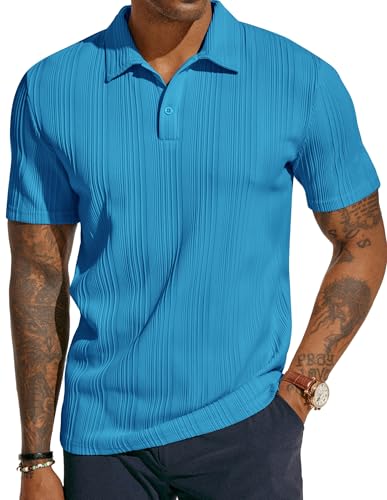Image of PJ PAUL JONES Mens Polo Shirts Short Sleeve Textured Knit Polos