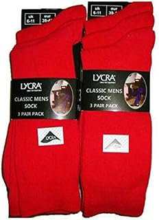 6 Pack Of Mens Red Lycra Cotton Ankle Socks Size 6-11 New In Package