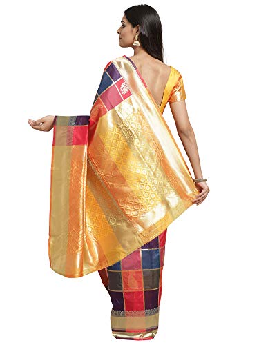 Image of AKHILAM Women's Banarasi Silk Saree with Unstitched Blouse Piece (KSRK1001 Parent)