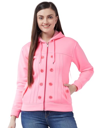 Image of Pivl Casual Solid Full Sleeves Stylish Women Fleece Jacket with Zipper Hoodie II Hooded Neck II Winter Wear