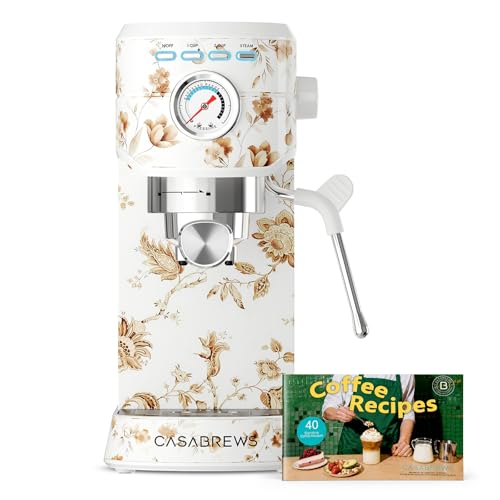 Image of CASABREWS CM5418 20 Bar Espresso Machine, Compact Coffee Maker with Steam Milk Frother, Stainless Steel Coffee Machine with Removable 34oz Water Tank (1L) for