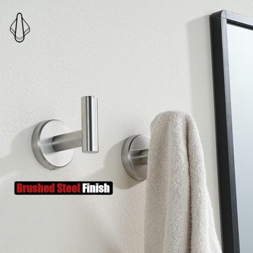YUET 4 Pcs Bathroom Towel Hook,Screw in Metal Coat Hooks, Heavy Duty 10kg Capacity - Image 2