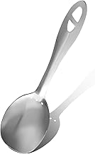 Bergner Argent Stainless Steel 26.6cm Solid Spoon/Chamcha, Cooking and Serving Spoon, Basting Spoon for Kitchen, Comfortable Easy Grip, Durable, Food Grade Stainless Steel, Non-Toxic, Dishwasher Safe