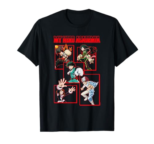 My Hero Academia Red Block Character Collage Anime T-Shirt