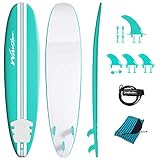 Wavestorm-15th Anniversary Edition Soft Top Foam 8ft Surfboard | for Beginners and All Levels | Includes Accessories | Leash and Multiple Fin Options, Turquoise pinline
