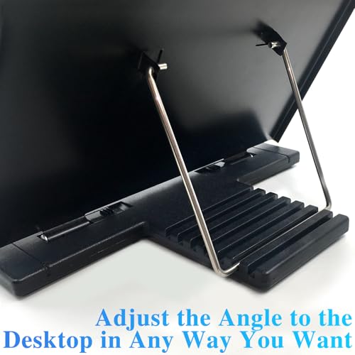 Document Holder Paper Stand for Desk When Typing, Black Metal Panel with 7 Speed Adjustable Angle Copyholders-Paper Holder for Reading, Printing, Sheet Music and Recipe, with Removable Ruler&Clip - Thumbnail 5