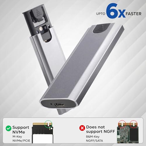 Image of TAG NVMe M.2 SSD Enclosure, USB 3.1 Gen 2 Type-C 10Gbps, Tool-Free SSD External Case, Supports 2230 /2242 /2260 /2280 PCIe Nvme, Portable Metal Body, Plug & Play, Upto 4TB, for Windows /Mac /Linux /Android