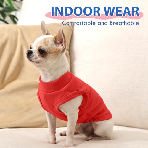 Image of Soft Fleece Dachshund Sweater for Cold Weather, Red, XS | Warm Sleeveless Small Dog Clothes, Stylish Pullover Sweatshirt for Mini Dachshunds, Chihuahuas,Autumn Winter Outdoor Wear