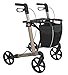 Produktbild Rehasense Leichtgewicht-Rollator Server Komfort | Alu-Rollator belastbar bis 150 kg mit abnehmbarer Einkaufstasche, Ankipphilfe und Softbereifung (M, champagner)