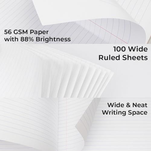 Paper Rite 12 Pack Composition Notebook Wide Ruled Bulk, 200 Pages (100 Sheets), 9-3/4 x 7-1/2", Hard Cover Wide Ruled Notebook Bulk, Black Marble Composition Notebooks, Bulk School Notebooks - Image 4