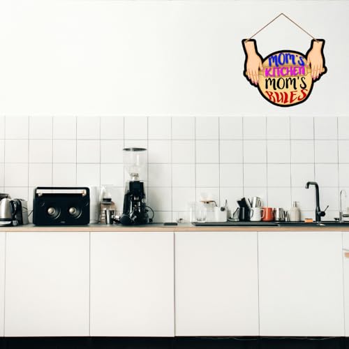 Image of PNF Poster And Frames MOM'S KITCHEN MOM'S RULES Wall art & Door Hanging Frame For Kitchen, Dining, restaurants Decor | Walland home Decor for Living Room | Room Decor Wall Decor Items For Bedroom | decoration (Wooden, 11x9 Inch,brown)-47-3