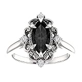 3.5 CT Marquise Cut Onyx Black Diamond Halo Victorian Wedding Ring for Women in 925 Sterling Silver