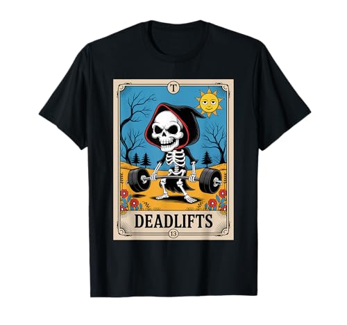 Divertida camiseta de entrenamiento con tarjeta de tarot de esqueleto The Deadlifter Camiseta