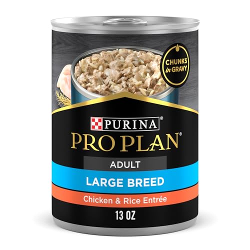 Purina Pro Plan Gravy Wet Dog Food for Large Dogs, Large Breed Chicken and Rice Entree – (Pack of 12) 13 oz. Cans Purina Pro Plan Gravy Wet Dog Food for Large Dogs, Large Breed Chicken and Rice Entree – (Pack of 12) 13 oz. Cans