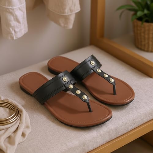 Image of Women's Slippers | Comfortable Flat Chappals for Women with Bow Detail | Stylish Casual Chappals, Trendy Summer Sandals, Comfortable Footwear for Daily Use