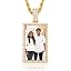 0255 Gold rectangle pendant with rope chain]