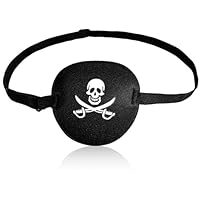 Pirate Eye Patch, Pirate Eye Patches for Kids Men Adults Women Skull and Crossbone Design Reusable Adjustable Eyepatch for Halloween Costume Accessory