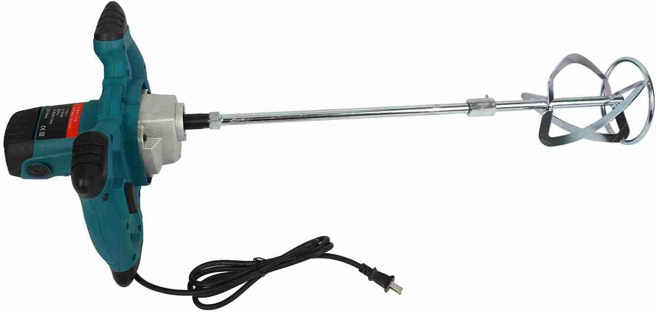 Handheld Electric Mixer - 2100W Power Stirrer for Cement Paint Concrete Mud and Grout - 6 Speed Adjustable Hand Held Mixer with Steering Wheel Handle Design - Heavy Duty Build