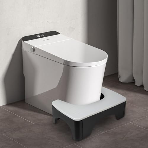 EASACE 7\" Toilet Stool, Folding Bathroom Stool for Toilet, Squatting Toilet Stool, Bathroom Potty Stool, Folds for Easy Storage,Step Stool for Adults and Kids,White Color