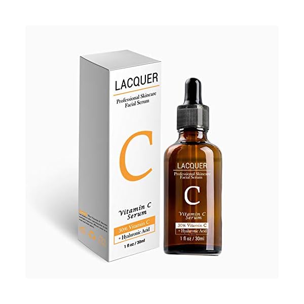 Lacquer, Vitamin C Serum for Face with Hyaluronic Acid + Vitamin E - Natural Organic Anti Wrinkles and Fine Lines Vitamin C Serum- Anti Aging Facial Skin Serum 1 fl oz, 1 Fl Oz (Pack of 1)