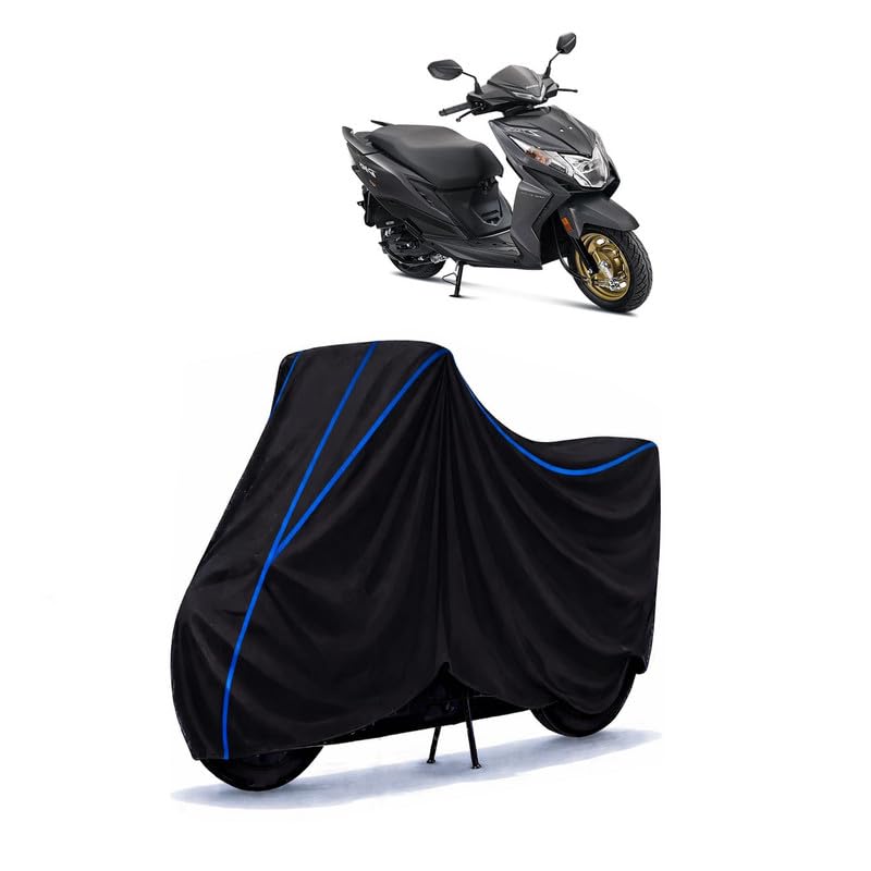 Image of Scooty Cover Water Resistant for Dio | Universal Scooter & Bike Cover | Heavy Duty UV Protection | Dust, Rain & Scratch Protection | Elastic Fit All Weather Indoor Outdoor | Black with Blue Piping