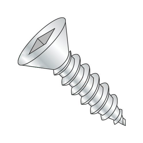 #10 x 3/4 Self Tapping Screws - Sheet Metal Screws, Type A, Stainless Steel 18-8, Flat Head, Square Drive, Full Thread (Quantity: 500 pcs)