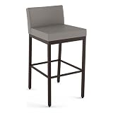 Amisco Fairfield 26" Counter Stool - Taupe Grey Faux Leather/Dark Brown Metal