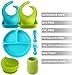 PandaEar Baby Toddlers Infants Feeding Set |Adjustable Silicone Bibs | Divided Silicone Baby Plate| Tiny Training Cup| Suction Bowls| Soft Spoon Forks| Self Feeding Baby Utensils