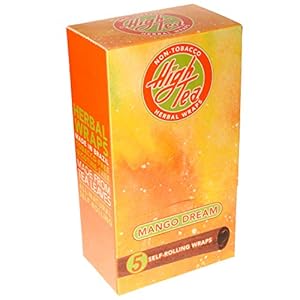 High Tea Non Tobacco All Natural Herbal Smoking Wraps – Mango Dream – 125 Self Rolling Wraps For Rolling Tobacco, Made from Tea Leaves