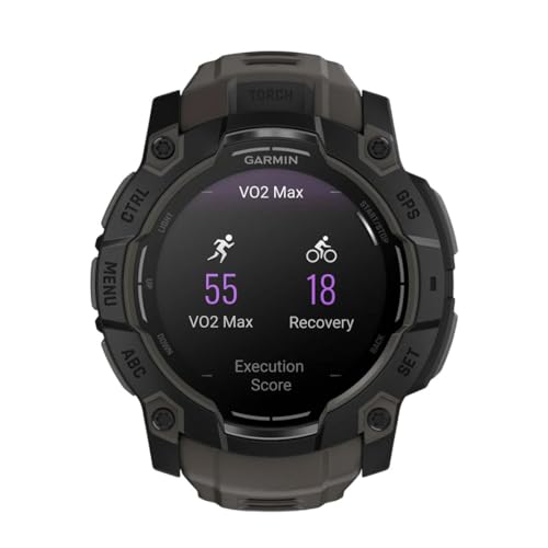 Image of Garmin Instinct 3 50mm, AMOLED Display, Rugged Outdoor GPS Smartwatch, Metal-Reinforced Bezel, Built-in Flashlight, Up to 18 Days of Battery Life, Charcoal (Renewed)