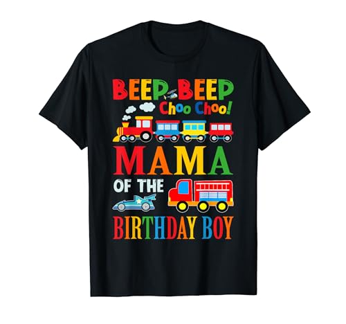 Mama Of The Birthday Boy Transportation Family Matching T-Shirt