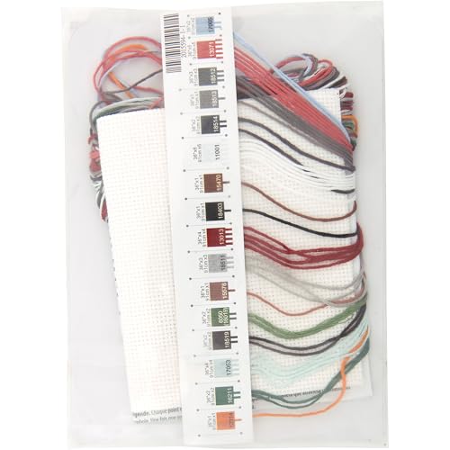 Image of Dimensions 70-09622 Joy Ride Beginner's Mini Counted Cross Stitch Kit, 7 inch x 5 inch, 14 Cnt. White Aida, 4 Pieces