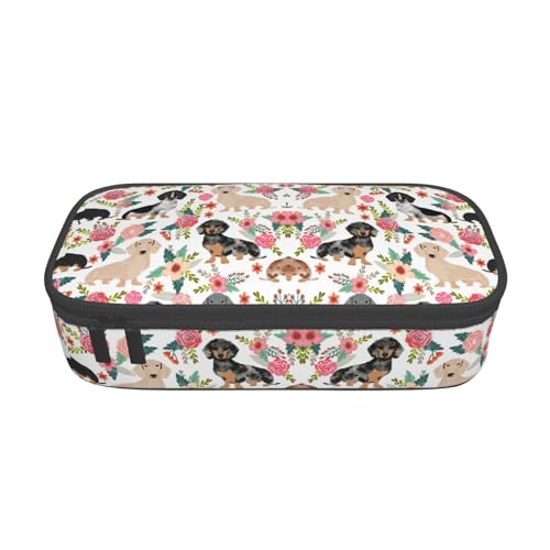 Image of Dachshunds Dog Pencil Case Aesthetic Large Capacity Pen Pouch | Storage Bag with Compartments for Travel School Office Organizer