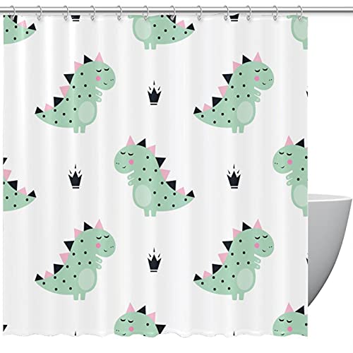 Rideau de douche dinosaure aquarelle 183x183 anti-flic flac sol sec vert - 2