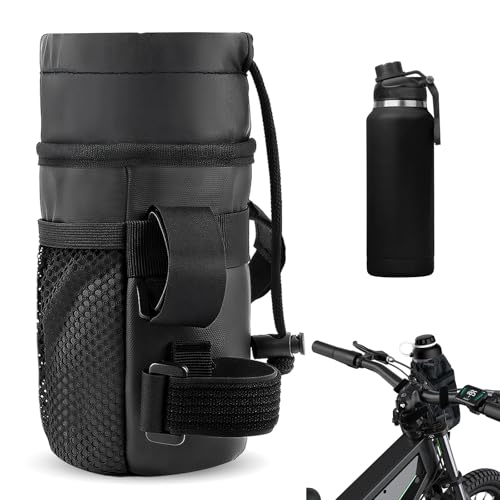 Soporte Botella Bicicleta, Portabidon Bicicleta Sin Tornillos con Bolsillo de Malla, Porta Bidones para Bici MTB, portabotellas portátil para Bicicletas de montaña, Cochecitos, sillas de Ruedas