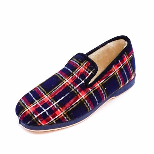 JEVA Charentaises pour homme - Écossais Prime (Bleu marine, Système Taille Chaussures EU, Adulte, Homme, Numérique, Moyen, 40)