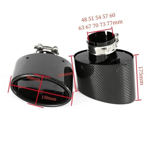 Embout d'échappement carbone noir 70mm pour personnalisation auto
