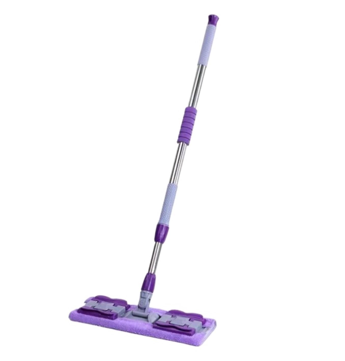 Fregona Sistema De Limpieza Pisos para El Hogar con 2 Almohadillas, Laminados Madera Limpieza Suelo(Purple)