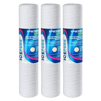 ICEPURE 5 Micron 4.5" x 20" Whole House String Wound Sediment Water Filter Cartridge for Well Water, Replacement for WP5BB20P/WP25BB20P, SDC-45-2005, SP-WP5-20BB, SWC-45-2005, 3PACK