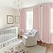 BabyPink Curtains for Girls Room, Cute Blackout Bedroom Curtains Aesthetic 84 Inch Length 2 Panels Set Flax Linen Thermal Drapes Insulated&Soundproof Back Tab/Hook Belt Preppy (50