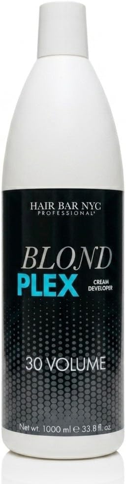 HAIR BAR NYC 30 Volume - Blond Plex Anti-Yellow Porfessional Lightening System for Charcoal Hair Bleach - Violet Developer with Plex, Reduce Brassy, Eliminates Orange Tones 33.8oz/1lt