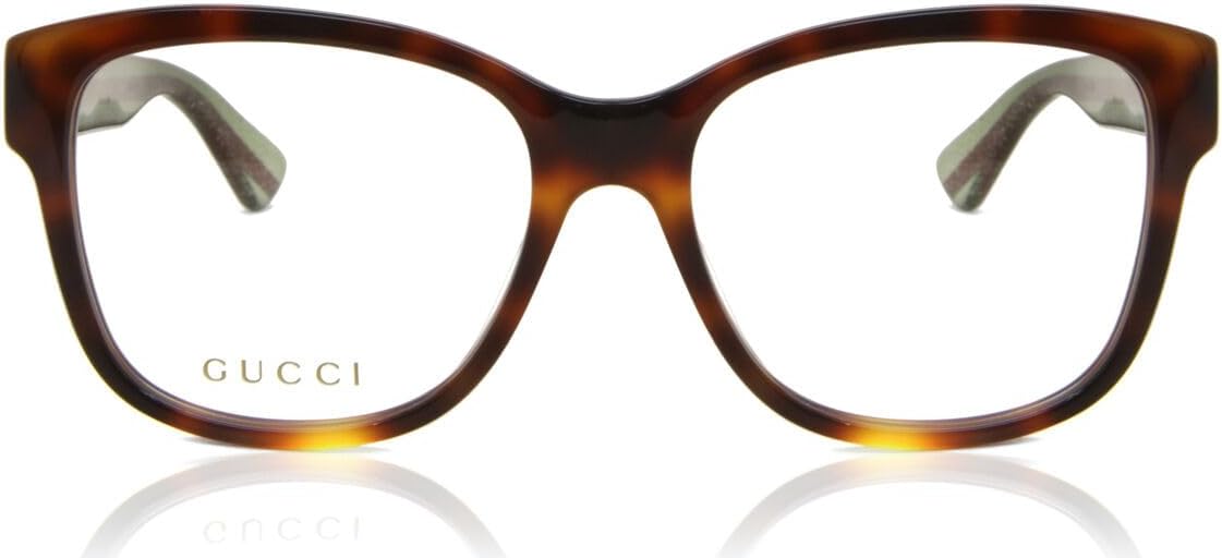 Gucci Square Eyeglasses GG0038ON 002 Havana/Red/Green 54mm 38
